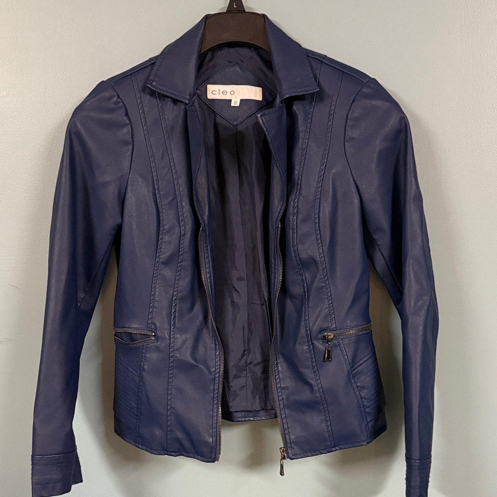 Cleo Women's Navy Leather Jacket